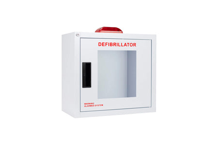 Standard AED Wall Cabinet with Alarm and Strobe Front and Side