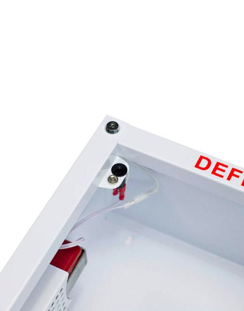 Compact AED Wall Cabinet with Alarm and Strobe - Inside Alarm View