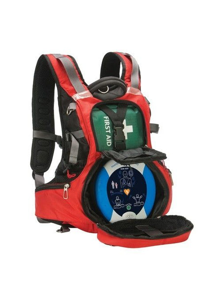 HeartSine Samaritan AED Mobile Rescue Backpack Red Front Open