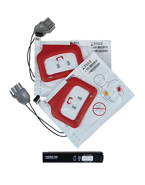 Physio-Control LIFEPAK CR Plus AED Charge-Pak with 2 Sets of Electrodes and battery charger
