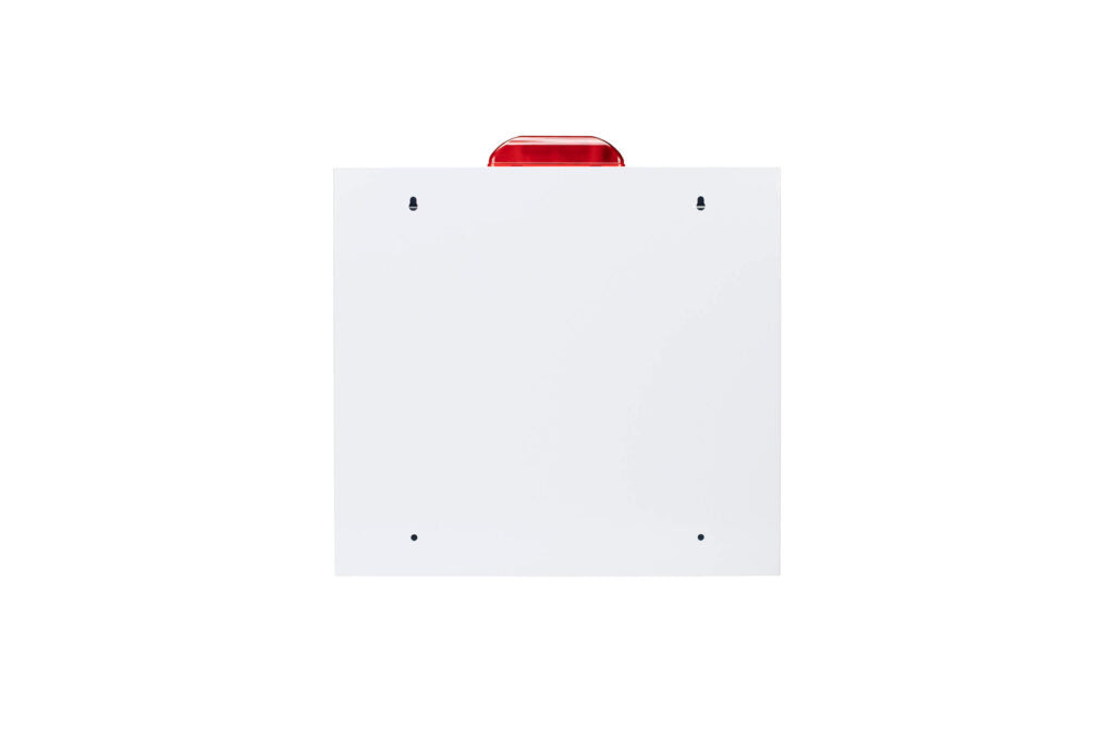 Standard AED Wall Cabinet with Alarm and Strobe Back View 