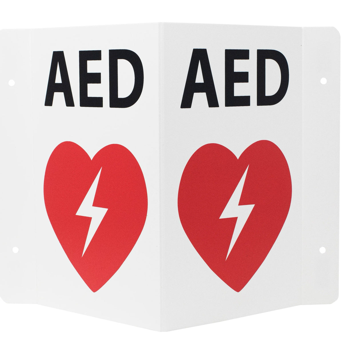 3D projection AED wall sign with heart and lightning bolt symbol