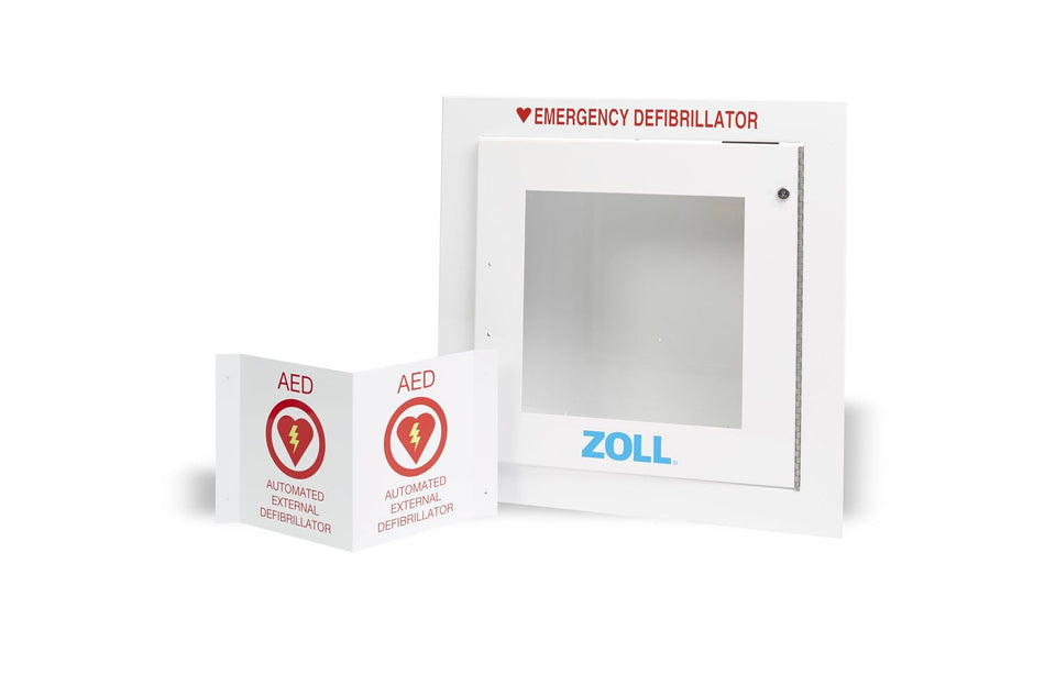 ZOLL AED Plus Fully Recessed Wall Cabinet with wall sign 