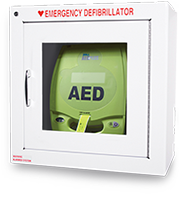 ZOLL AED Plus Standard Wall Cabinet 7-inch with ZOLL AED Plus inside 